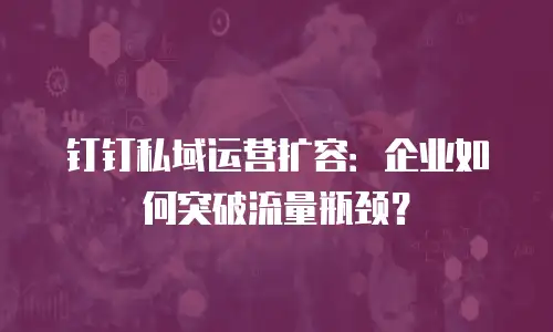钉钉私域运营扩容：企业如何突破流量瓶颈？