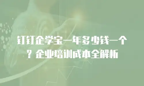 钉钉企学宝一年多少钱一个？企业培训成本全解析