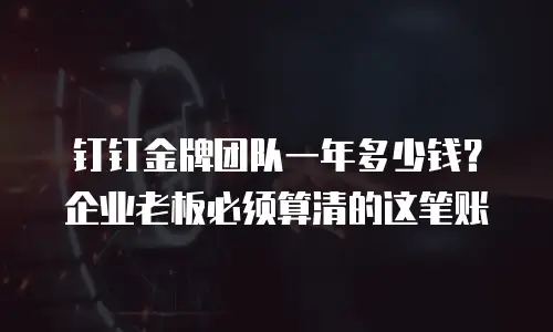 钉钉金牌团队一年多少钱？企业老板必须算清的这笔账