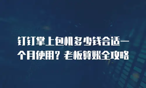钉钉掌上包机多少钱合适一个月使用？老板算账全攻略