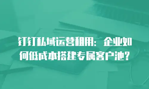 钉钉私域运营租用：企业如何低成本搭建专属客户池？
