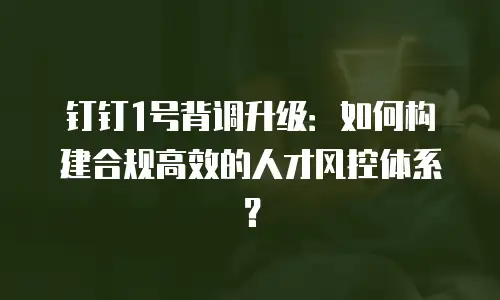 钉钉1号背调升级：如何构建合规高效的人才风控体系？