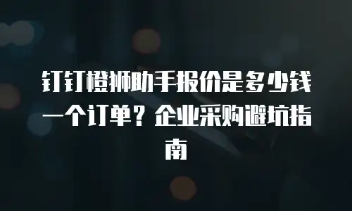 钉钉橙狮助手报价是多少钱一个订单？企业采购避坑指南