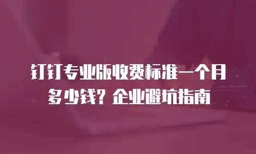 钉钉专业版收费标准一个月多少钱？企业避坑指南