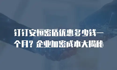 钉钉安恒密盾优惠多少钱一个月？企业加密成本大揭秘