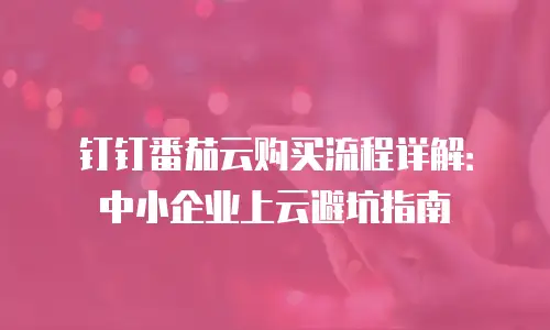 钉钉番茄云购买流程详解：中小企业上云避坑指南