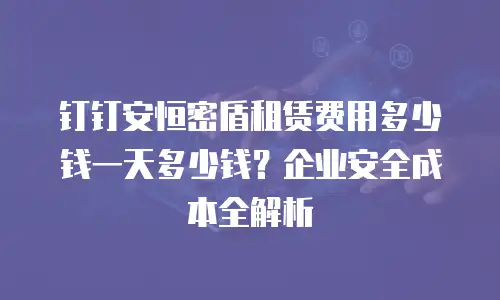 钉钉安恒密盾租赁费用多少钱一天多少钱？企业安全成本全解析