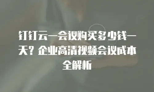 钉钉云一会议购买多少钱一天？企业高清视频会议成本全解析