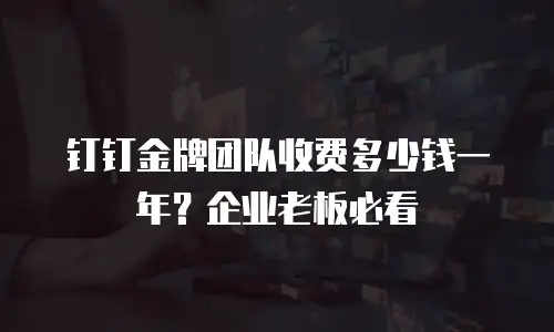 钉钉金牌团队收费多少钱一年？企业老板必看