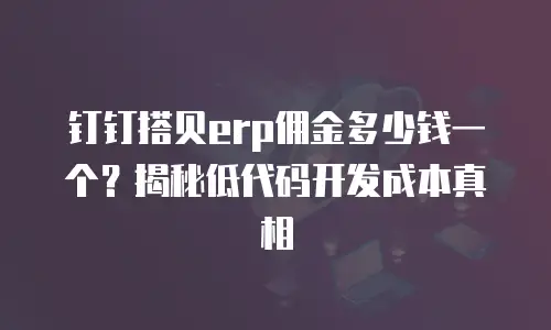 钉钉搭贝erp佣金多少钱一个？揭秘低代码开发成本真相