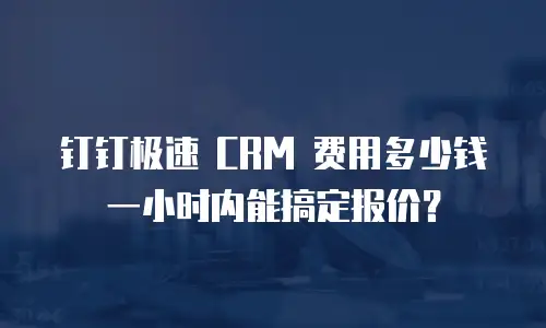 钉钉极速 CRM 费用多少钱一小时内能搞定报价？