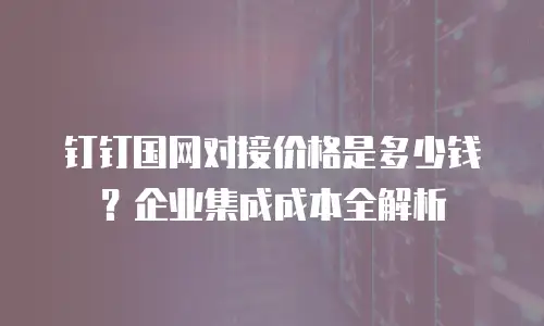 钉钉国网对接价格是多少钱？企业集成成本全解析