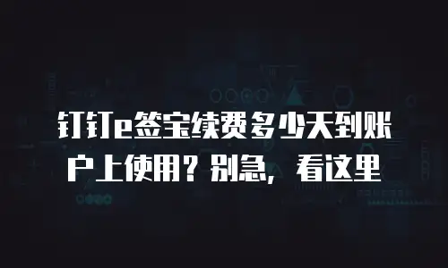 钉钉e签宝续费多少天到账户上使用？别急，看这里