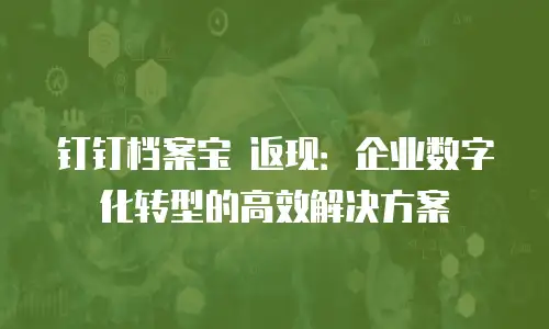 钉钉档案宝 返现：企业数字化转型的高效解决方案