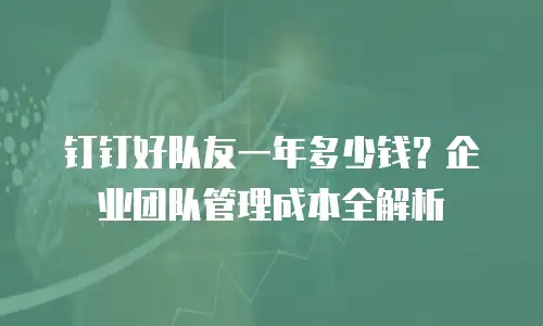 钉钉好队友一年多少钱？企业团队管理成本全解析