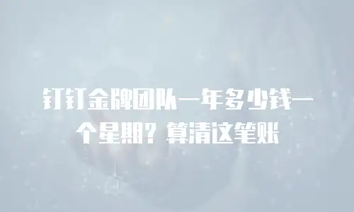 钉钉金牌团队一年多少钱一个星期？算清这笔账