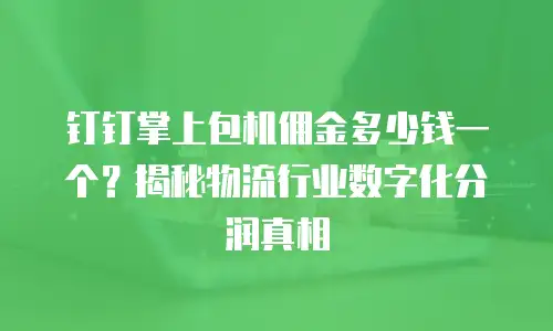 钉钉掌上包机佣金多少钱一个？揭秘物流行业数字化分润真相