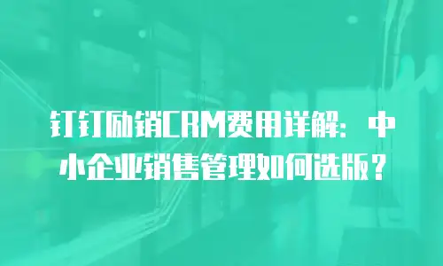 钉钉励销CRM费用详解：中小企业销售管理如何选版？