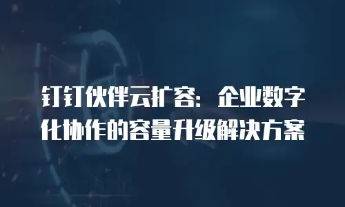 钉钉伙伴云扩容：企业数字化协作的容量升级解决方案