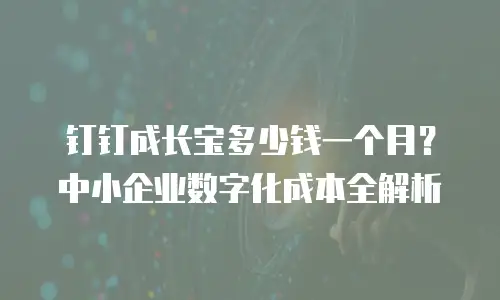钉钉成长宝多少钱一个月？中小企业数字化成本全解析