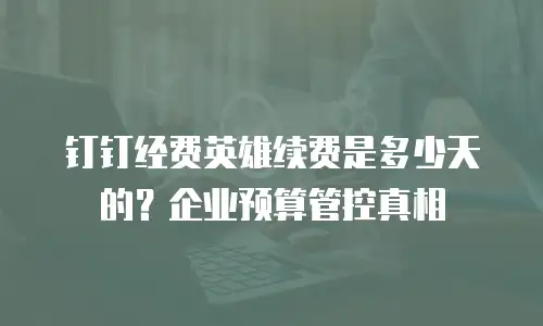 钉钉经费英雄续费是多少天的？企业预算管控真相