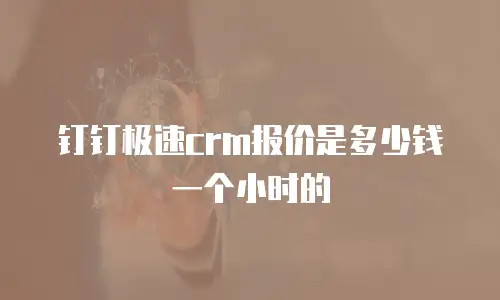 钉钉极速crm报价是多少钱一个小时的