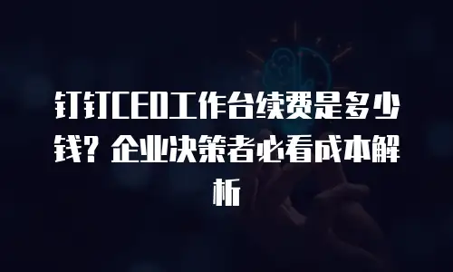 钉钉CEO工作台续费是多少钱？企业决策者必看成本解析