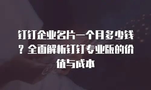 钉钉企业名片一个月多少钱？全面解析钉钉专业版的价值与成本
