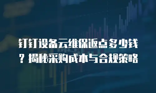 钉钉设备云维保返点多少钱？揭秘采购成本与合规策略
