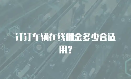 钉钉车辆在线佣金多少合适用？