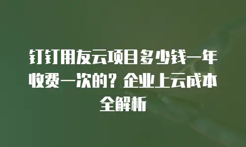 钉钉用友云项目多少钱一年收费一次的？企业上云成本全解析