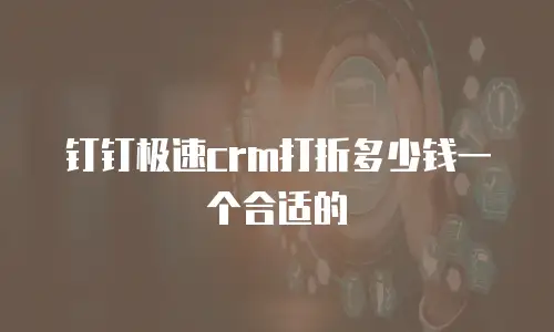 钉钉极速crm打折多少钱一个合适的