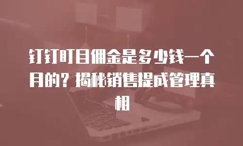 钉钉盯目佣金是多少钱一个月的？揭秘销售提成管理真相