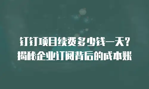 钉钉项目续费多少钱一天？揭秘企业订阅背后的成本账