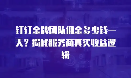 钉钉金牌团队佣金多少钱一天？揭秘服务商真实收益逻辑