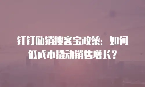 钉钉励销搜客宝政策：如何低成本撬动销售增长？