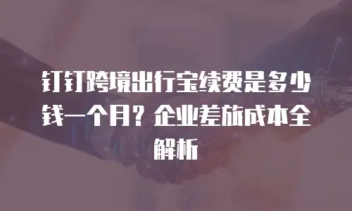 钉钉跨境出行宝续费是多少钱一个月？企业差旅成本全解析