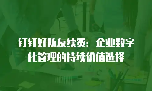 钉钉好队友续费：企业数字化管理的持续价值选择