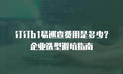 钉钉b1易巡查费用是多少？企业选型避坑指南