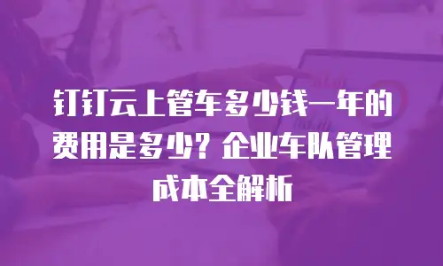 钉钉云上管车多少钱一年的费用是多少？企业车队管理成本全解析