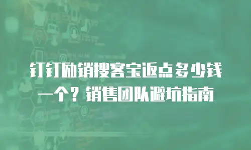 钉钉励销搜客宝返点多少钱一个？销售团队避坑指南