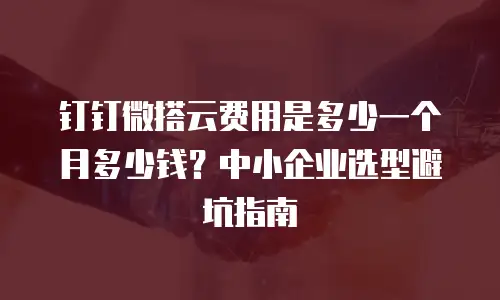 钉钉微搭云费用是多少一个月多少钱？中小企业选型避坑指南
