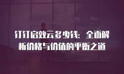 钉钉启效云多少钱：全面解析价格与价值的平衡之道