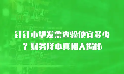 钉钉小望发票查验便宜多少？财务降本真相大揭秘