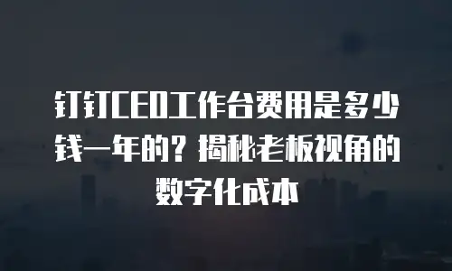 钉钉CEO工作台费用是多少钱一年的？揭秘老板视角的数字化成本