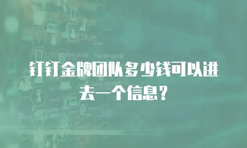 钉钉金牌团队多少钱可以进去一个信息？