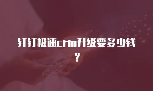 钉钉极速crm升级要多少钱？