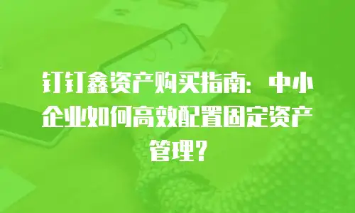钉钉鑫资产购买指南：中小企业如何高效配置固定资产管理？