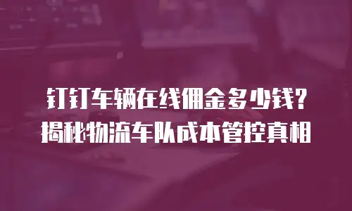 钉钉车辆在线佣金多少钱？揭秘物流车队成本管控真相