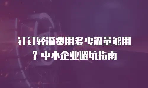 钉钉轻流费用多少流量够用？中小企业避坑指南
